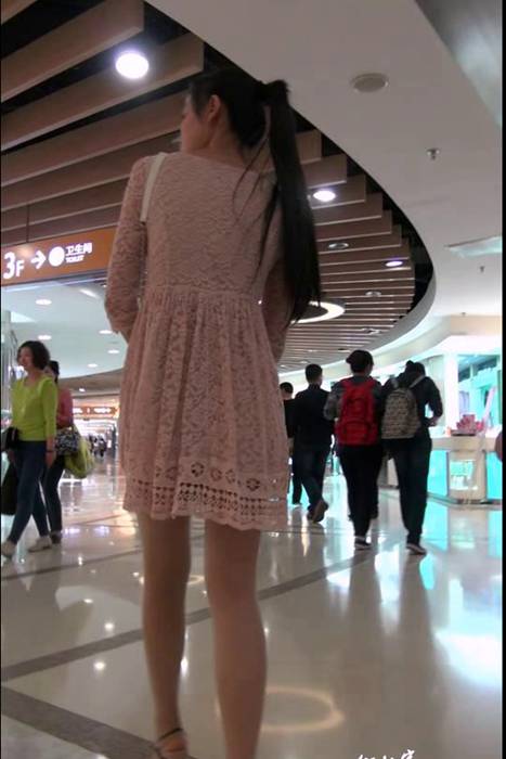 [街拍客视频]jx0675 蕾丝连衣裙肉丝美腿气质美女